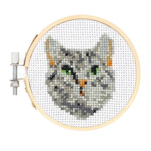 Tabby Cat Mini Cross-Stitch Kit Tabby Cat Mini Cross-Stitch Kit